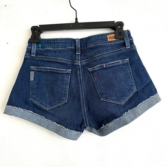 PAIGE Denim Jean Frayed Raw Hem Shorts 24 - Picture 2 of 5